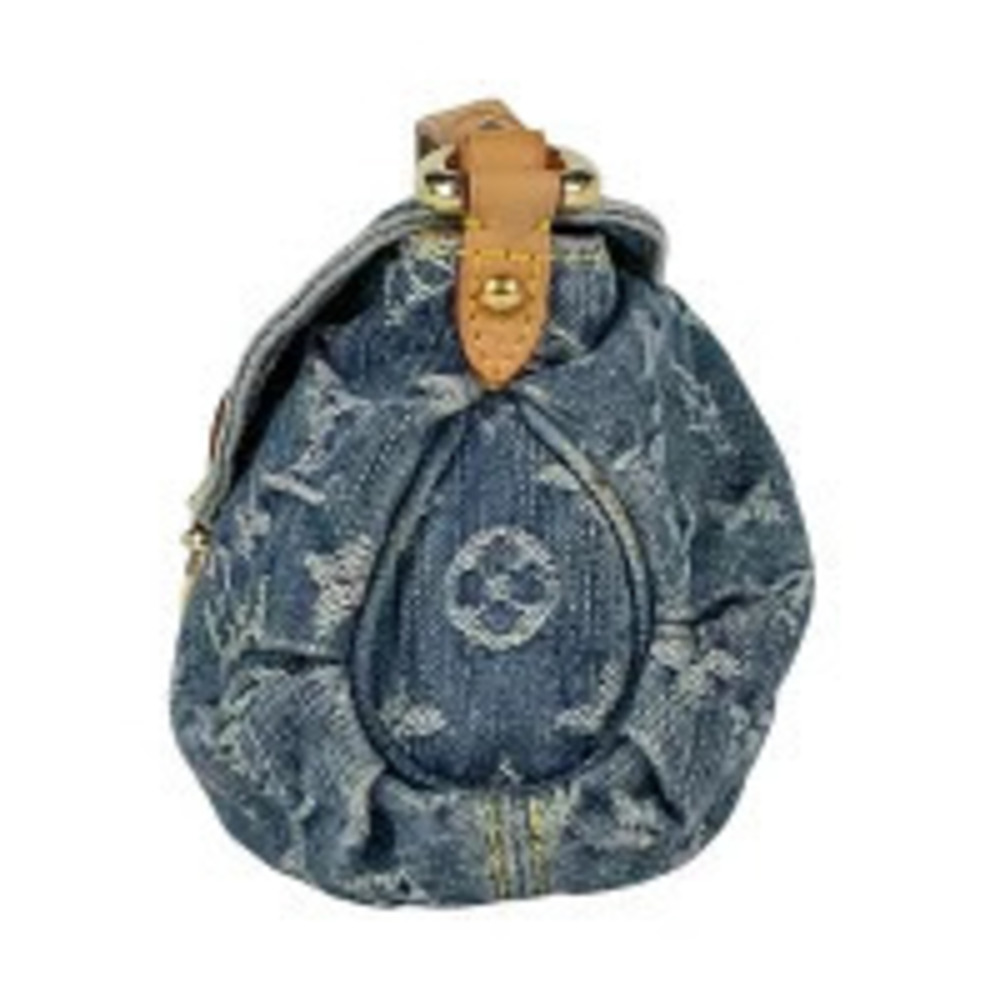 Louis Vuitton Pleaty Denim Handbag Blue Monogram Bag Hobo